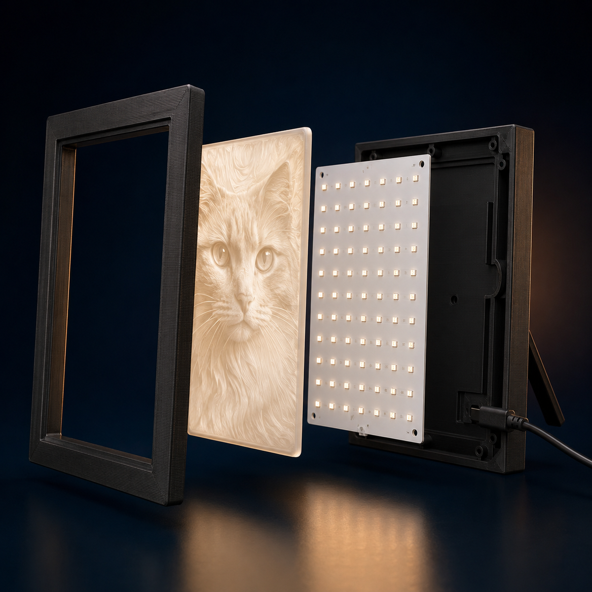 Foto-Lithophane mit LED-Rahmen